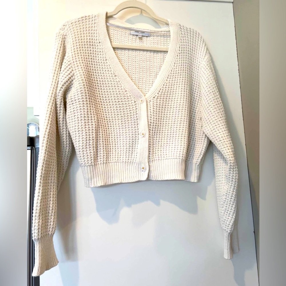 John + Jenn 100% cotton knit cardigan sweater with sunflower buttons NWOT XL